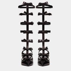 Valentino Black Leather Gladiator Sandals Size 39