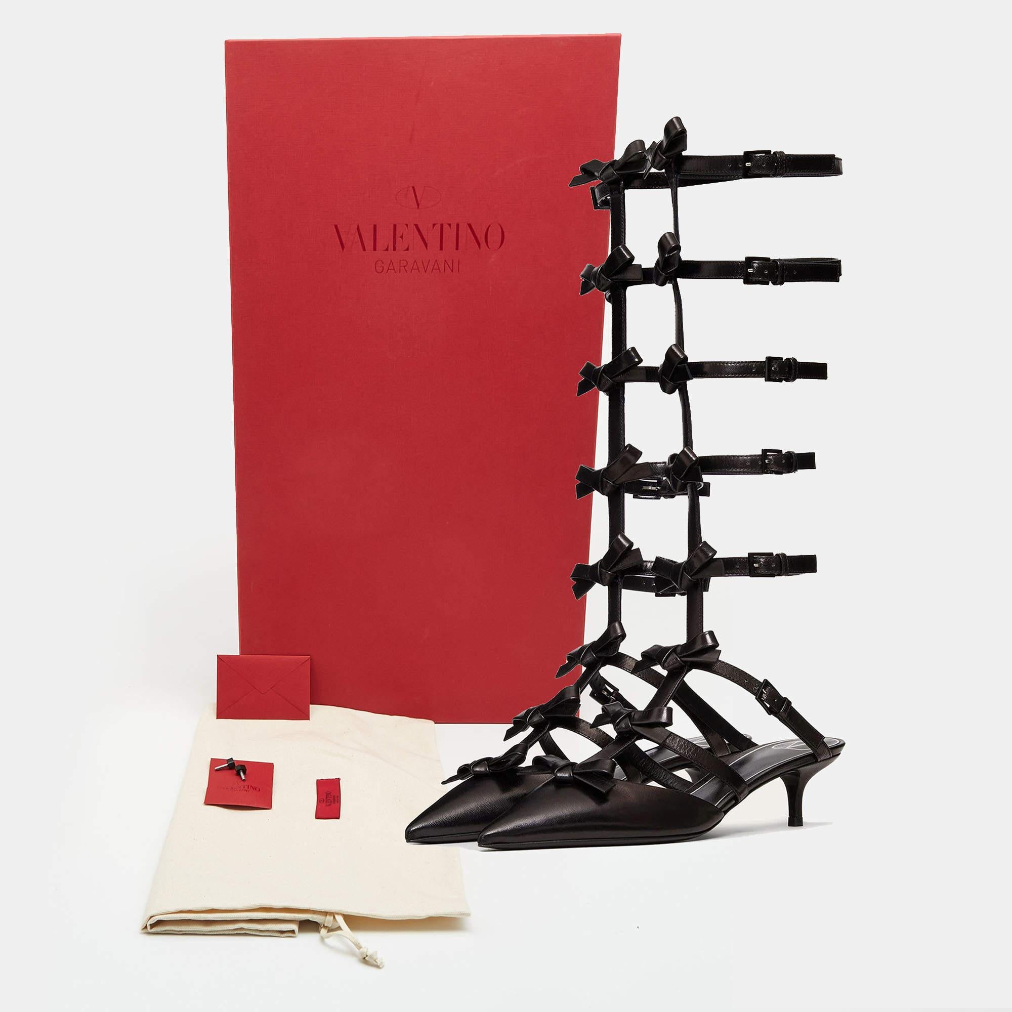 Valentino Black Leather Gladiator Sandals Size 39 3