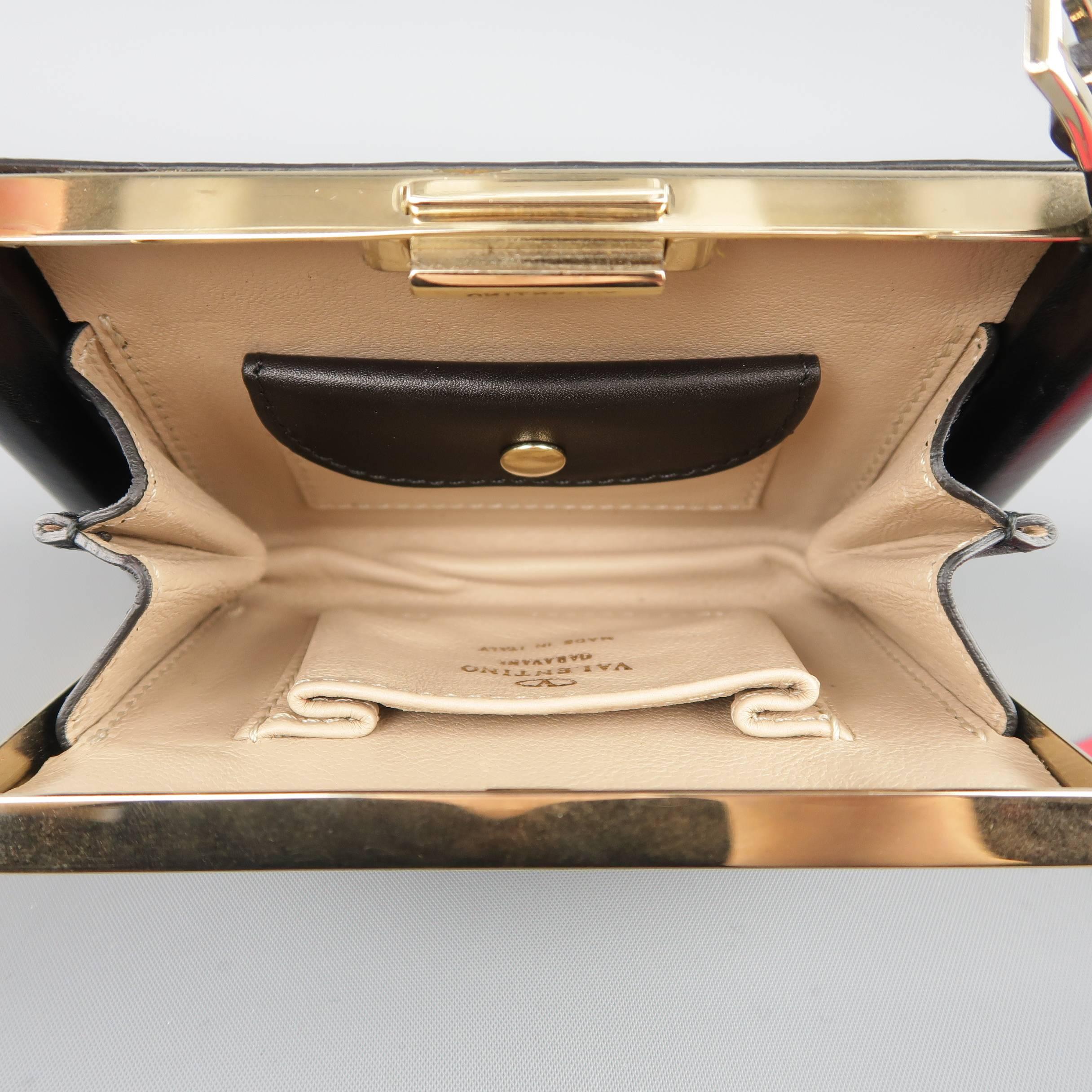 VALENTINO Black Leather Gold Studded Mini Chain Strap Evening Handbag 5