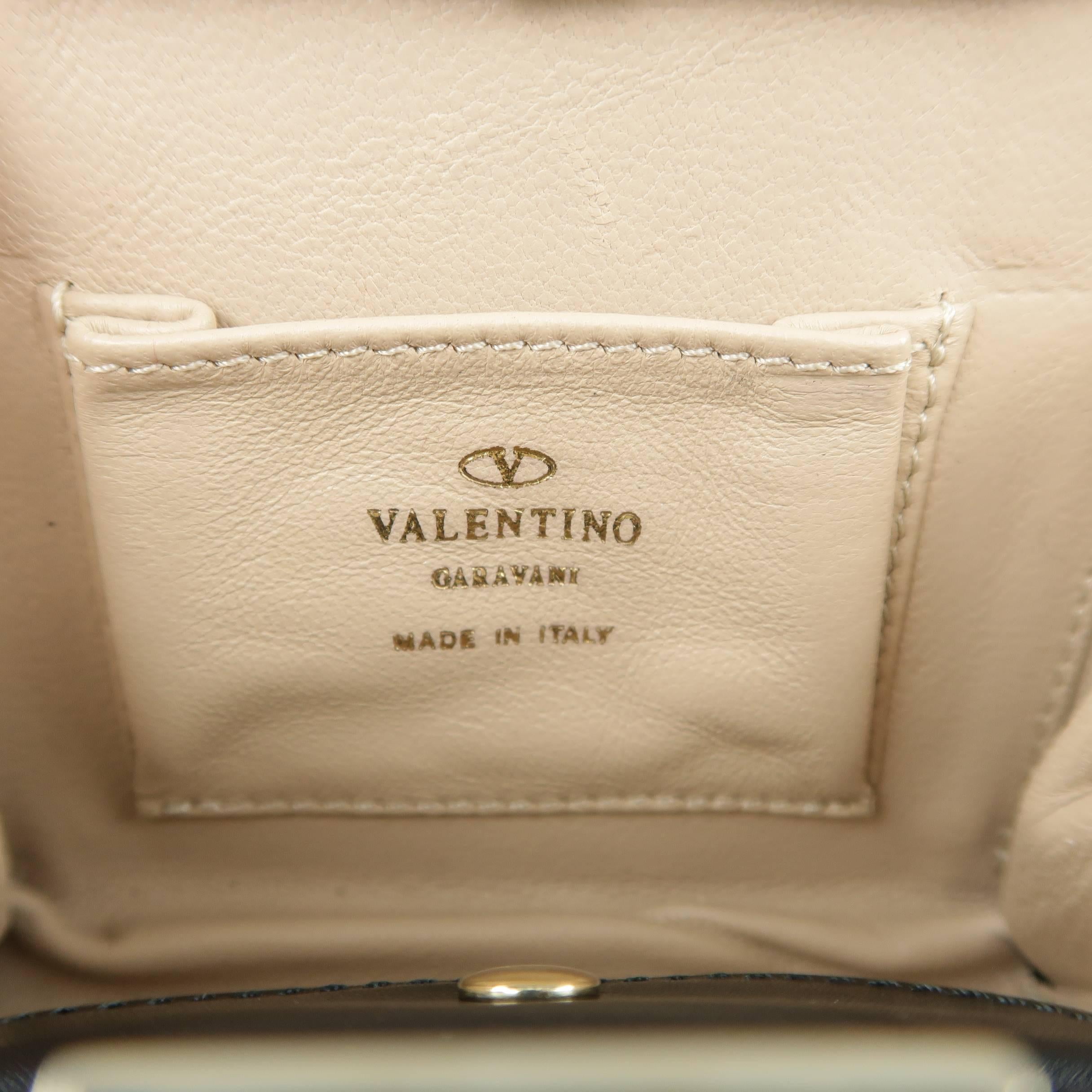 VALENTINO Black Leather Gold Studded Mini Chain Strap Evening Handbag 6