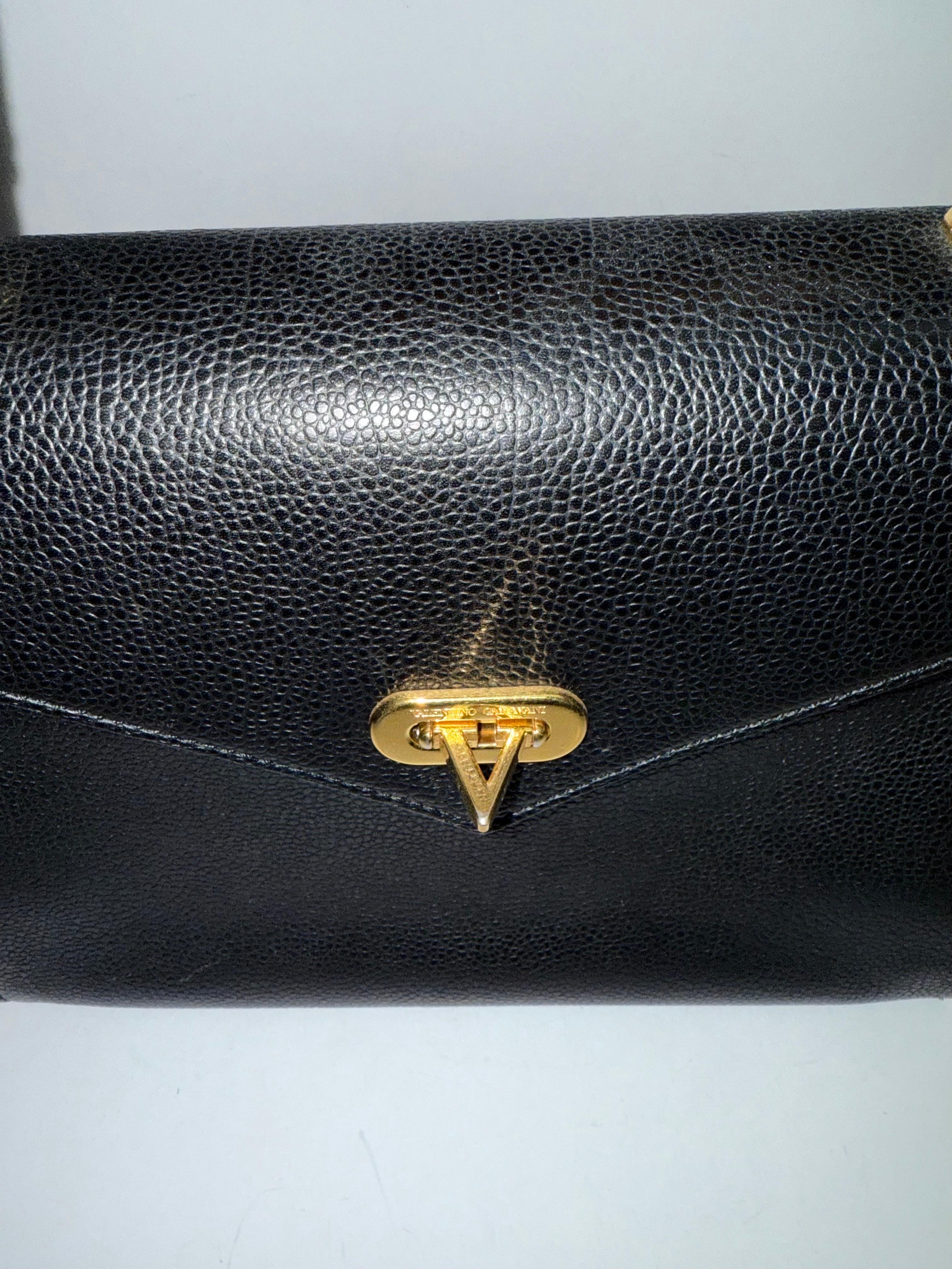 Valentino black leather handle bag For Sale 1