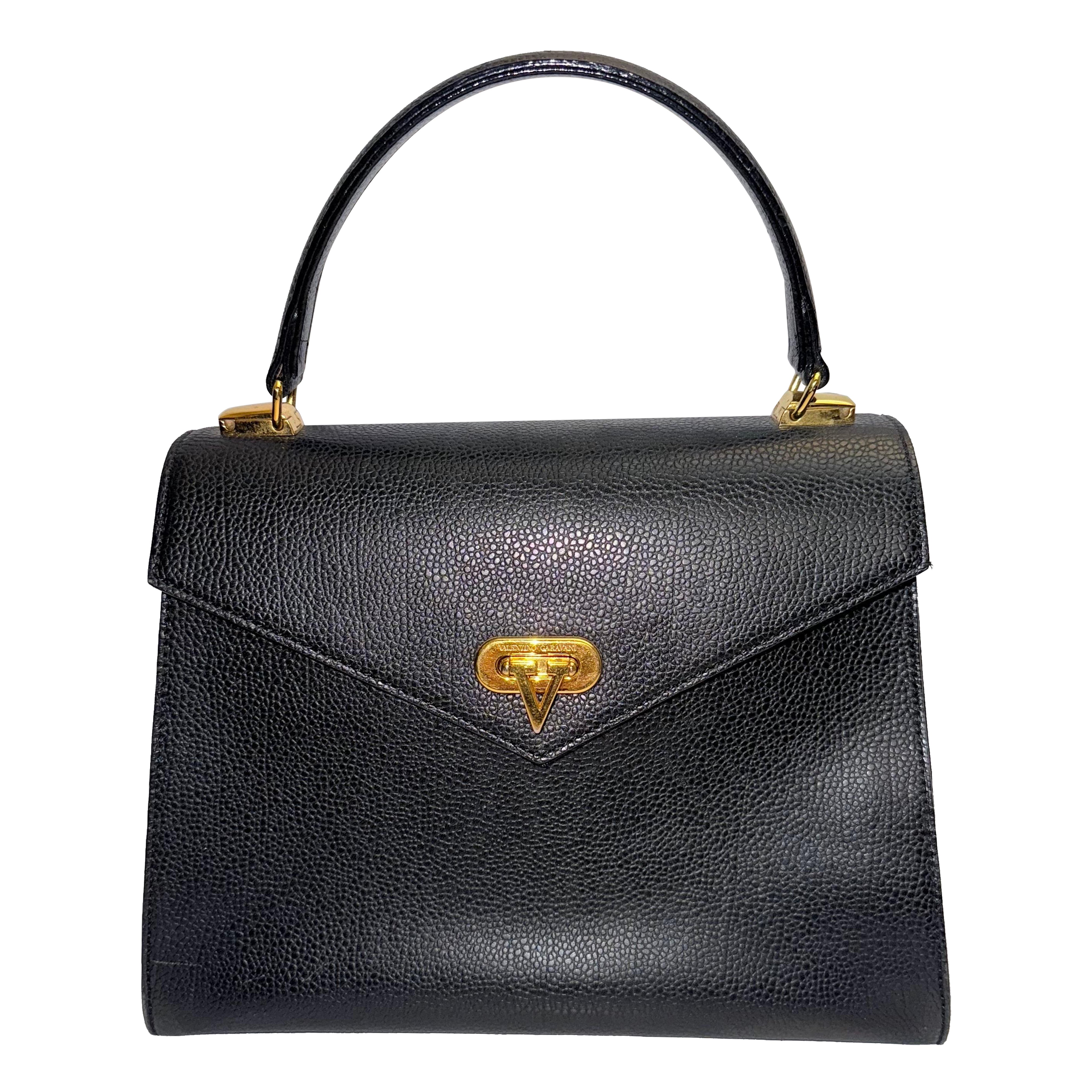 Valentino Schwarze Lederhandtasche mit Henkel