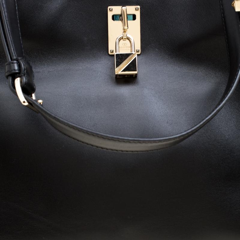 Valentino Black Leather Large Joylock Top Handle Bag 2
