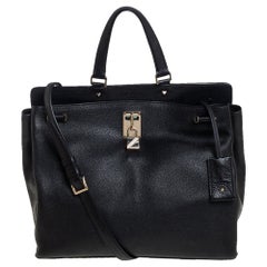 Valentino Black Leather Large Joylock Top Handle Bag