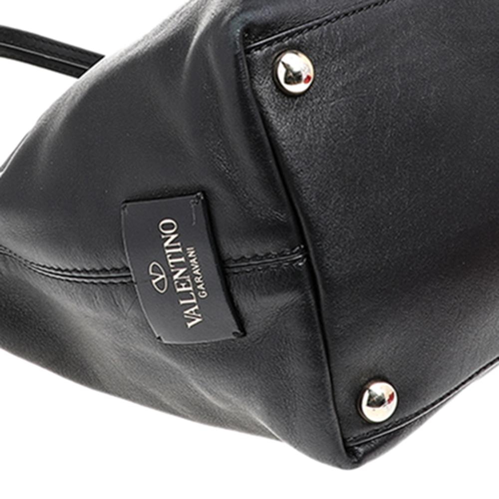 Valentino Black Leather Large Rockstud Va Va Voom Shopper Tote 4