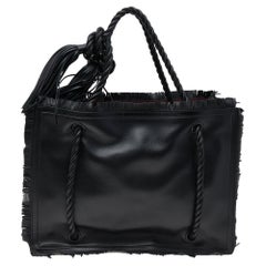 Valentino Black Leather Large The Rope Tote