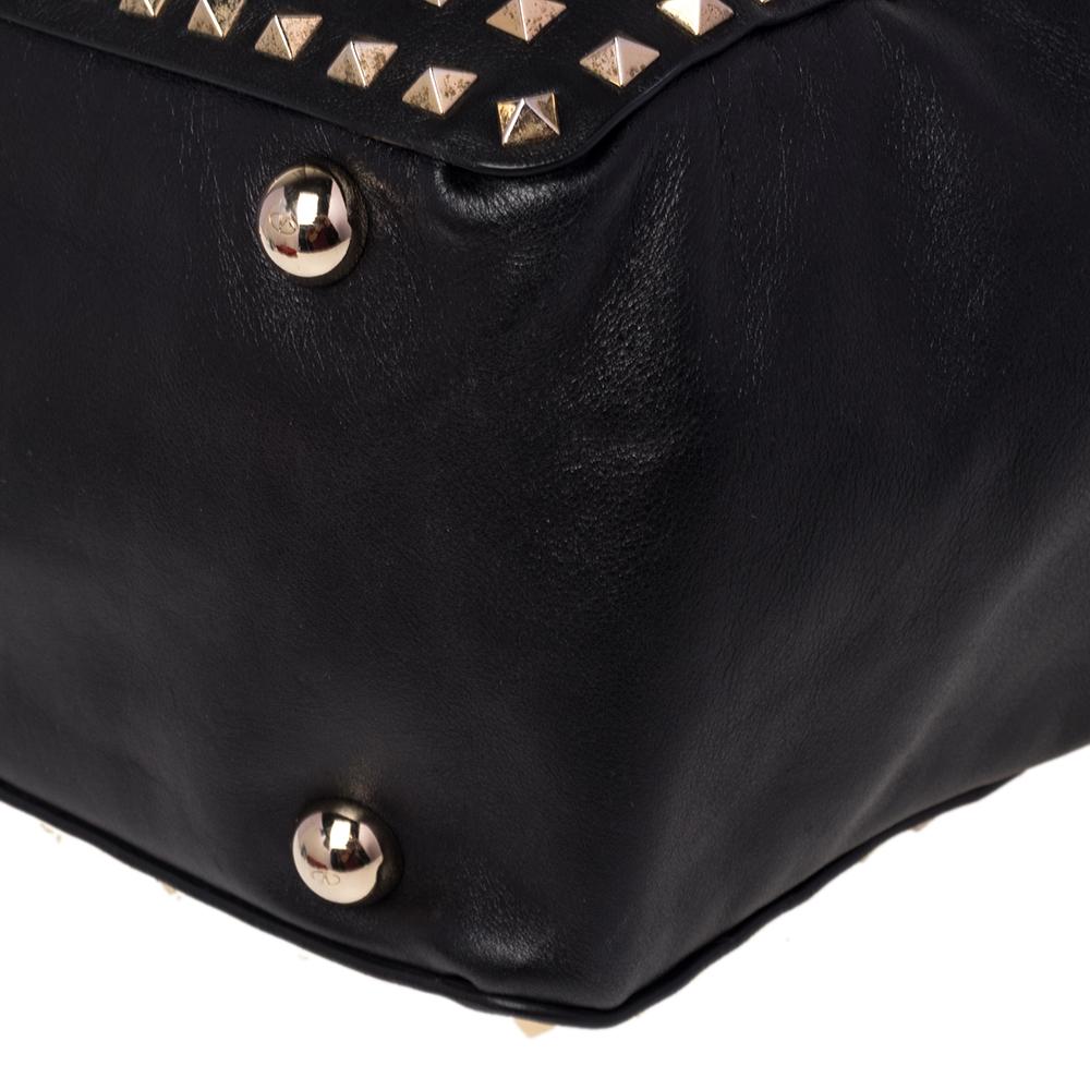 Valentino Black Leather Medium All Over Rockstud Trapeze Tote 3