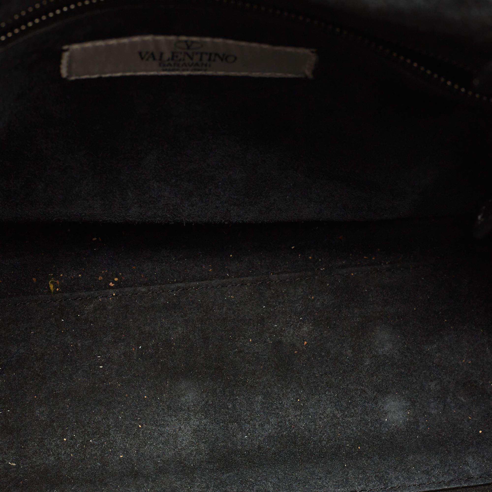 Valentino Black Leather Medium My Rockstud Rolling Top Handle Bag 11