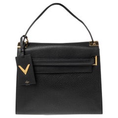 Valentino Black Leather Medium My Rockstud Top Handle Bag