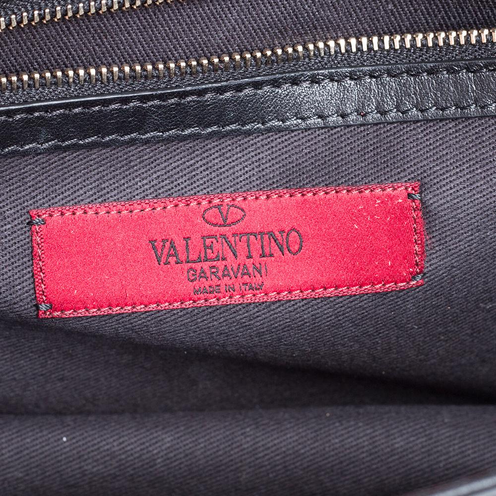 Valentino Black Leather Medium Rockstud Glam Lock Flap Bag 4