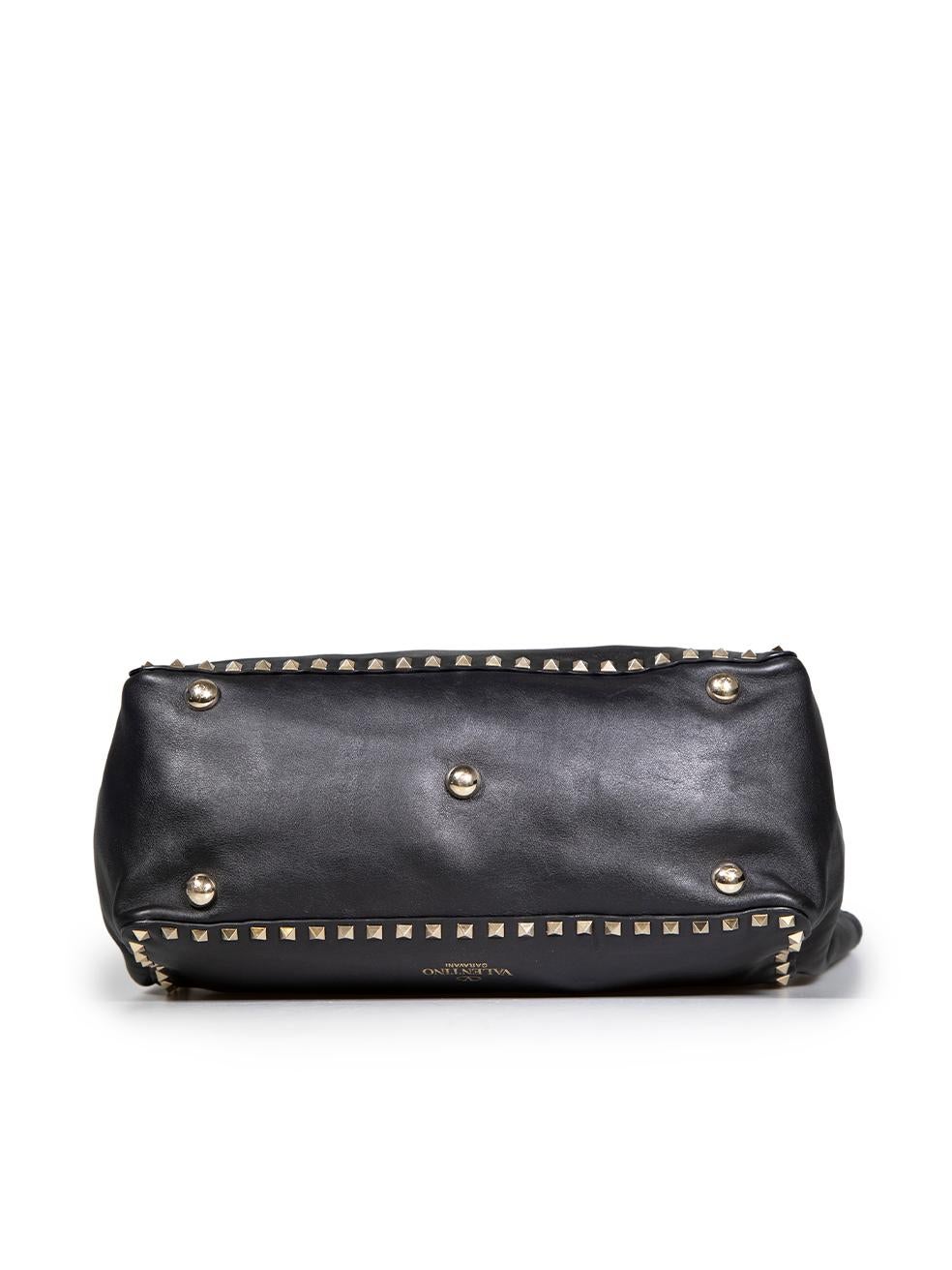 Valentino Black Leather Medium Rockstud Tote Bag For Sale 1