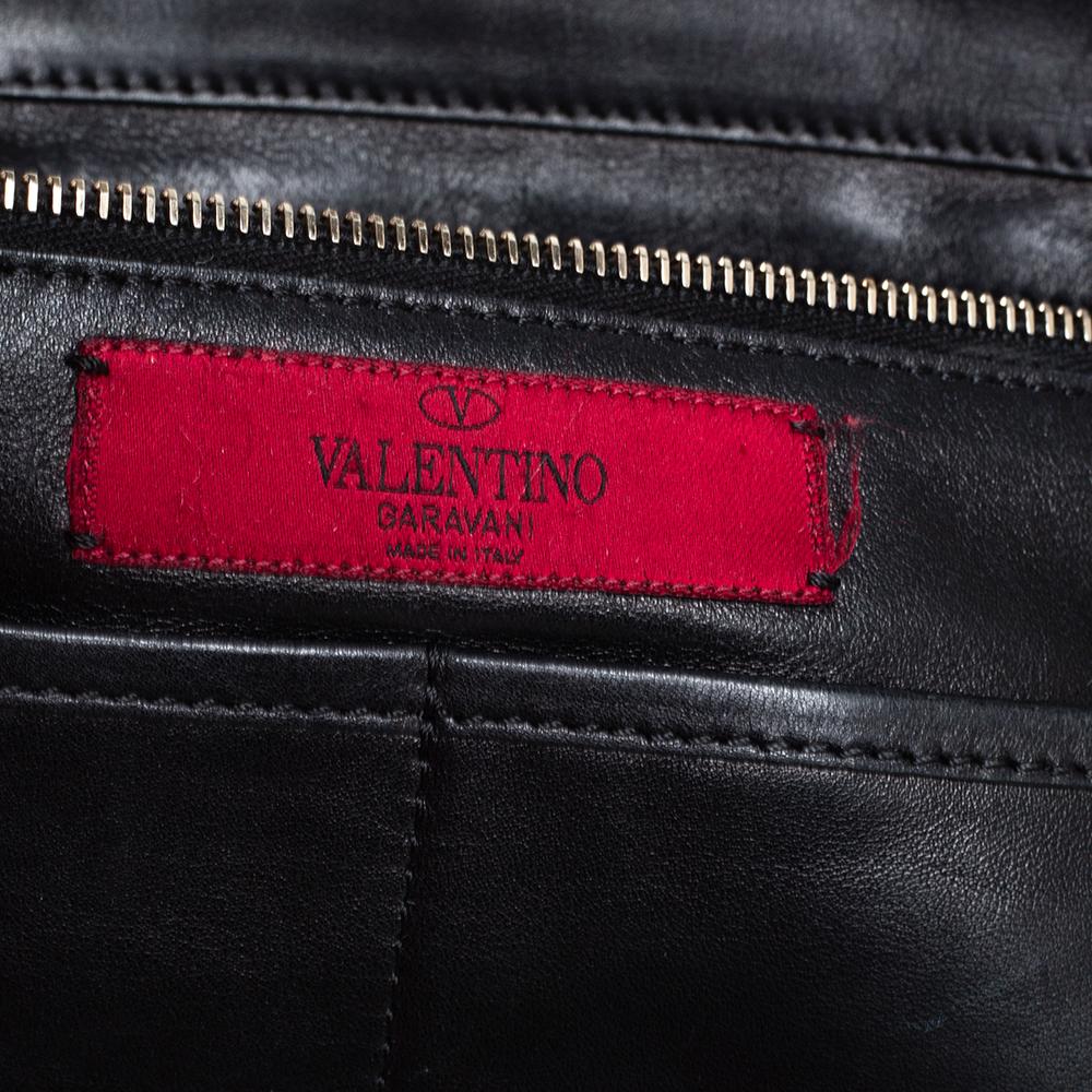 Valentino Black Leather Medium Rockstud Tote 5
