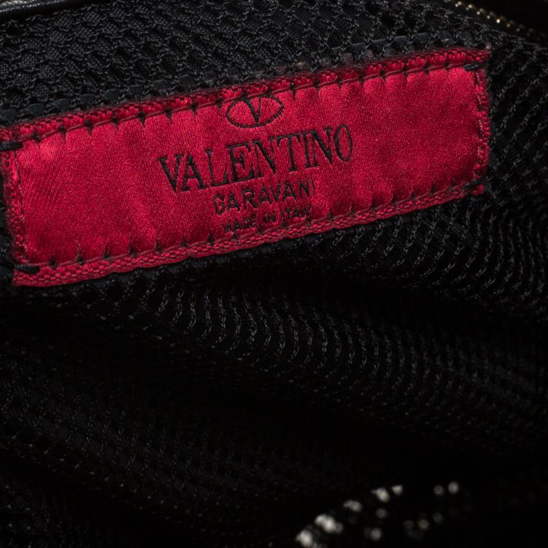 Valentino Black Leather Mesh Ruffle Hobo 5