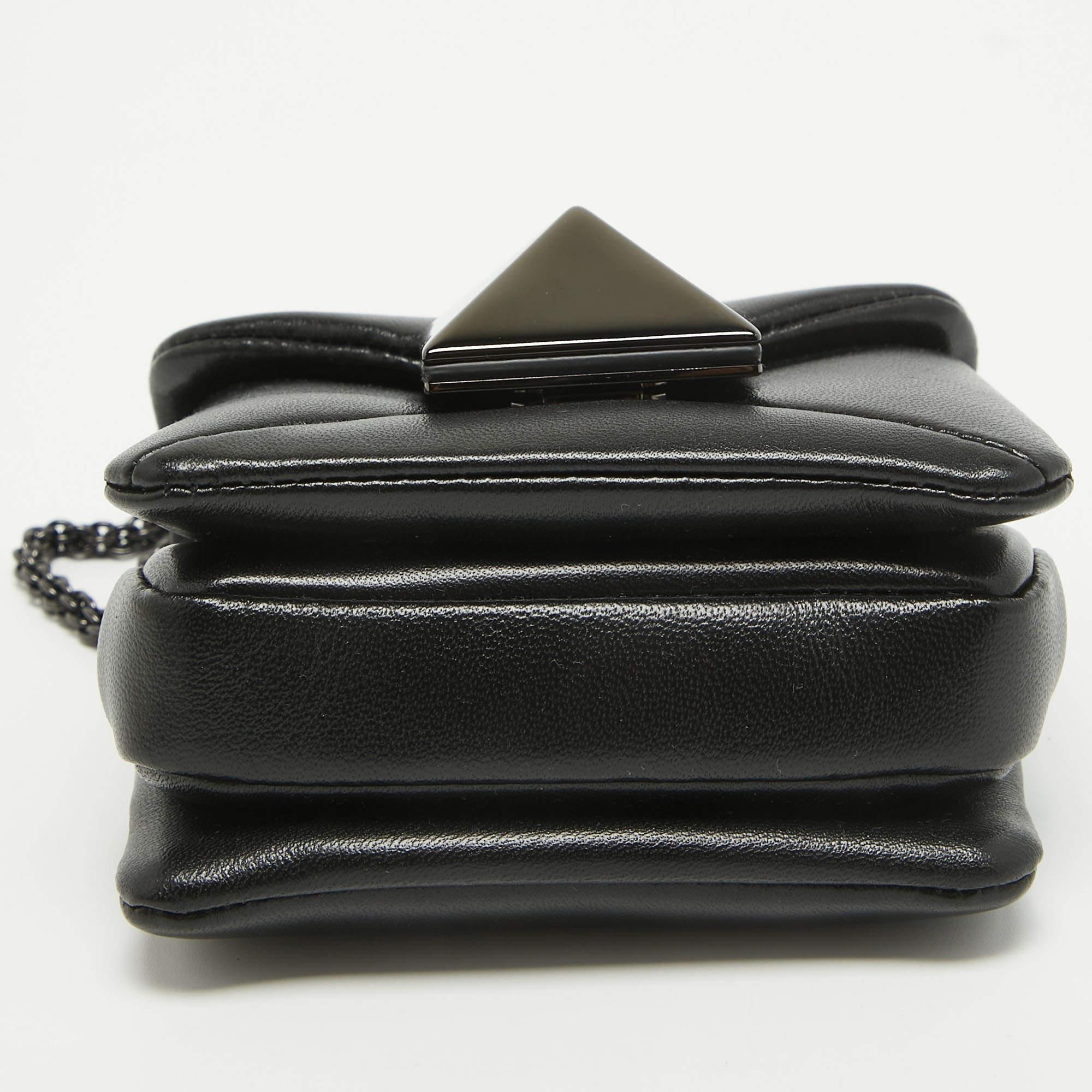 Women's Valentino Black Leather Micro One Stud Crossbody Bag