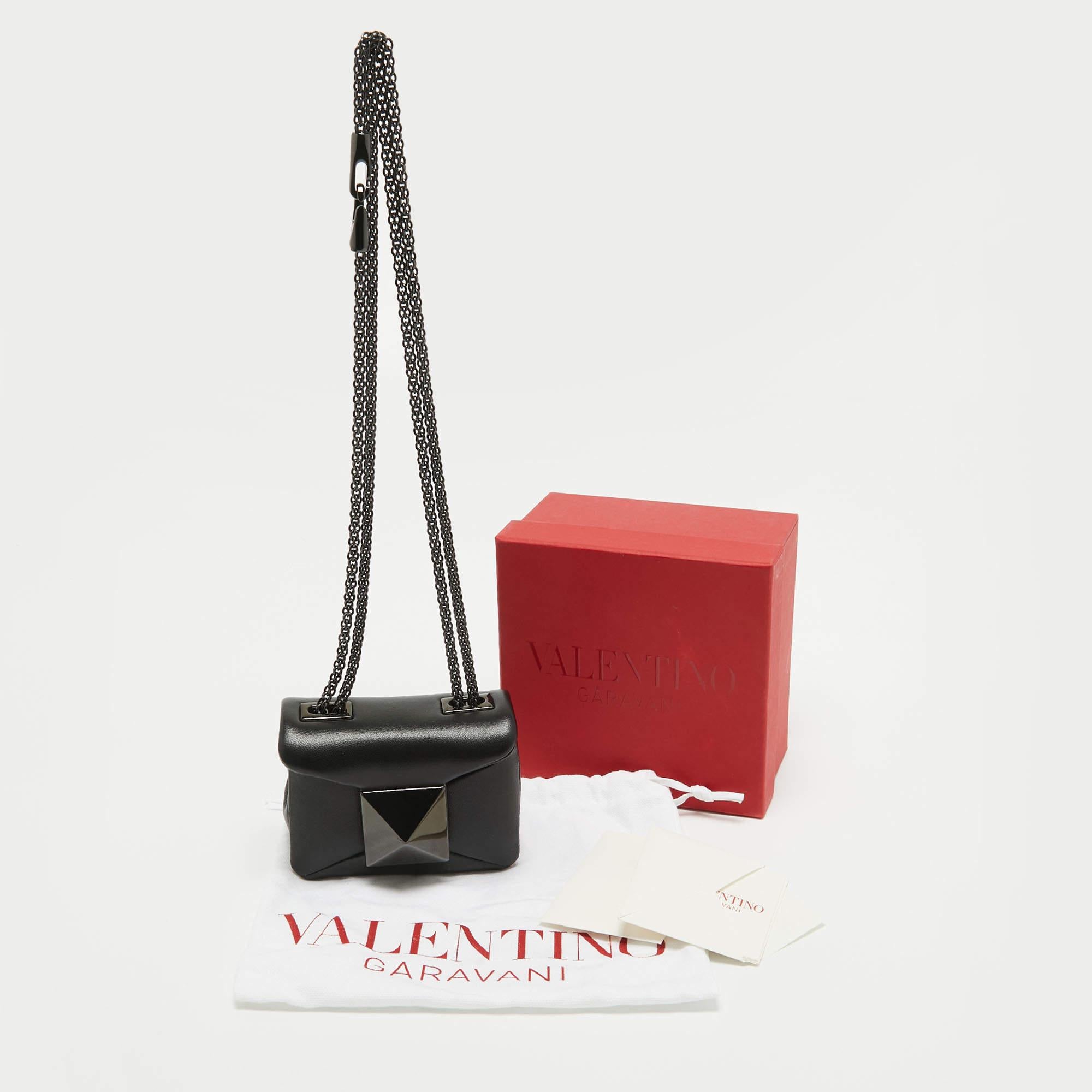 Valentino Black Leather Micro One Stud Crossbody Bag 2