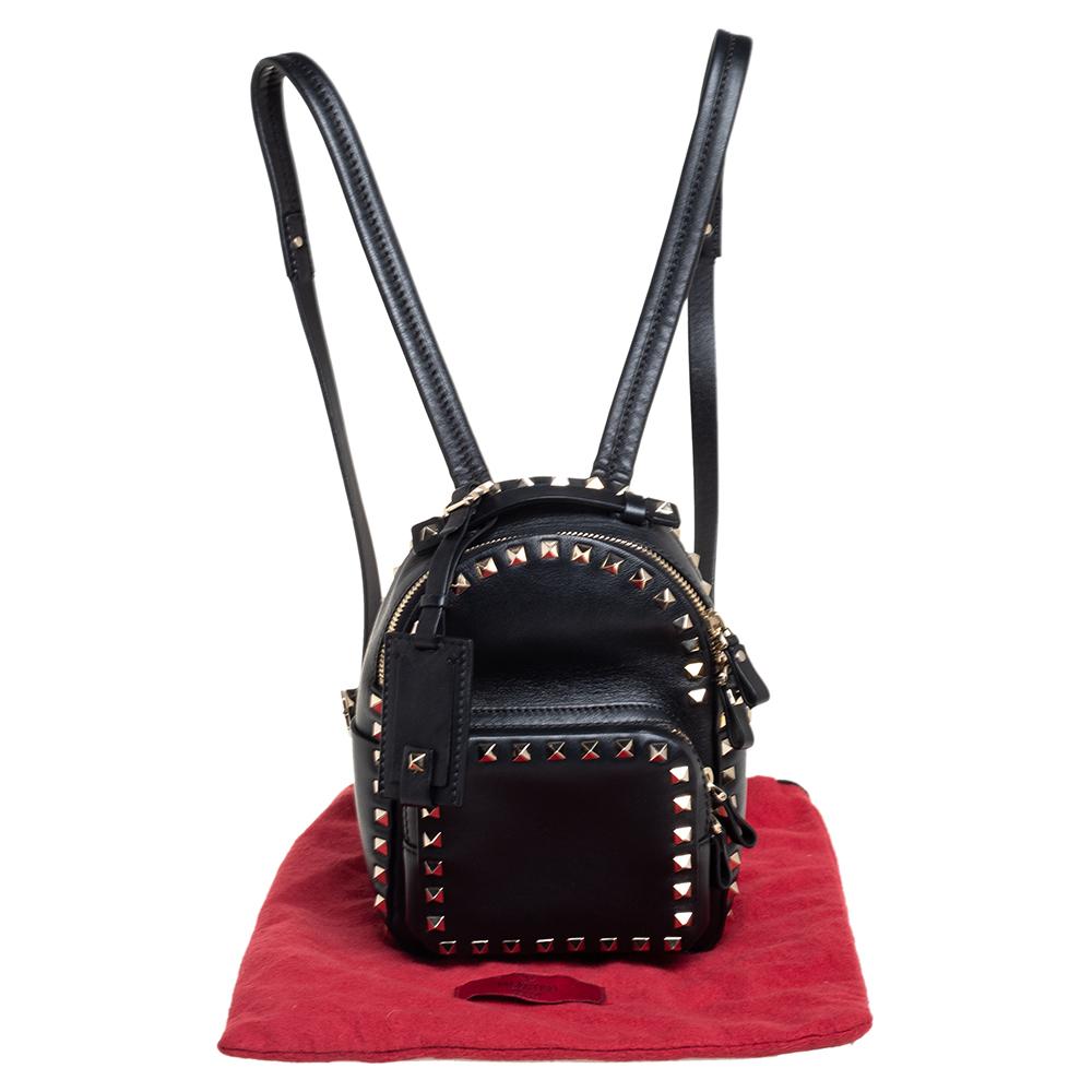 Valentino Black Leather Mini Rockstud Backpack 7