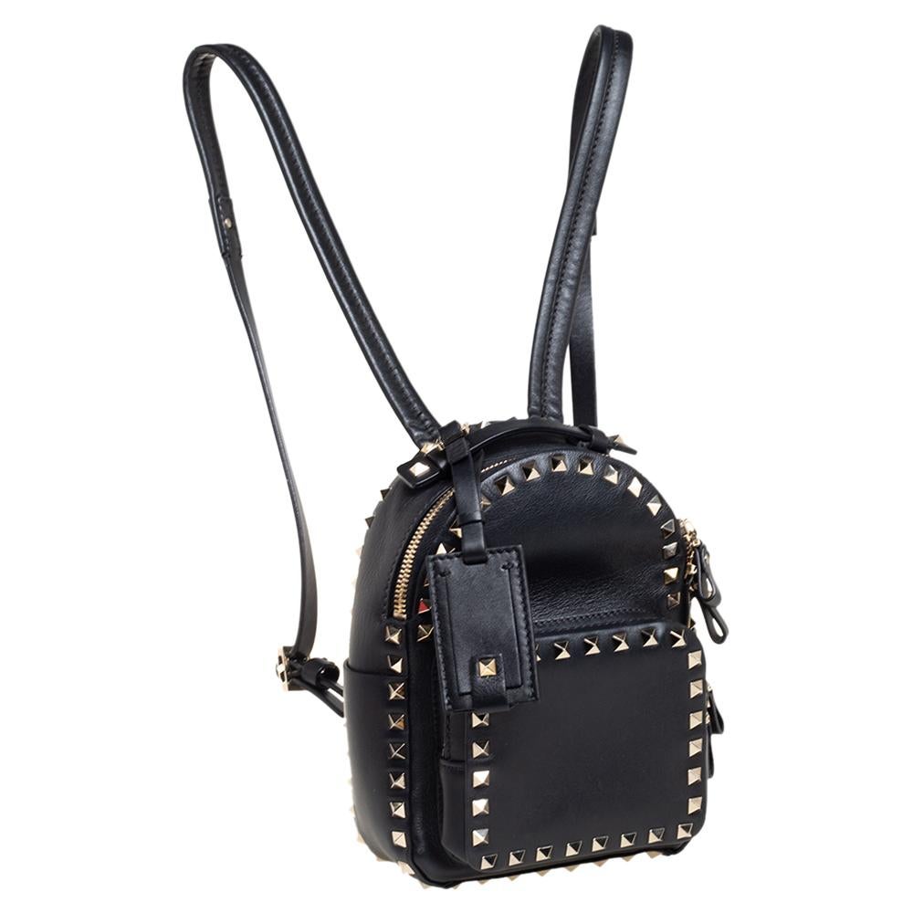 Women's Valentino Black Leather Mini Rockstud Backpack