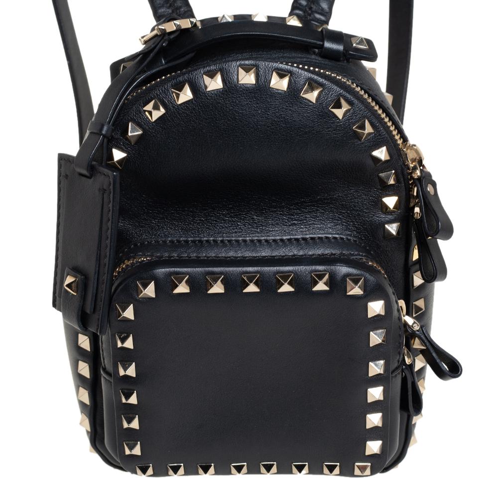 Valentino Black Leather Mini Rockstud Backpack 2