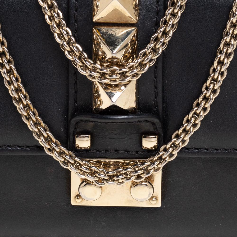 Valentino Black Leather Mini Rockstud Glam Lock Shoulder Bag 1
