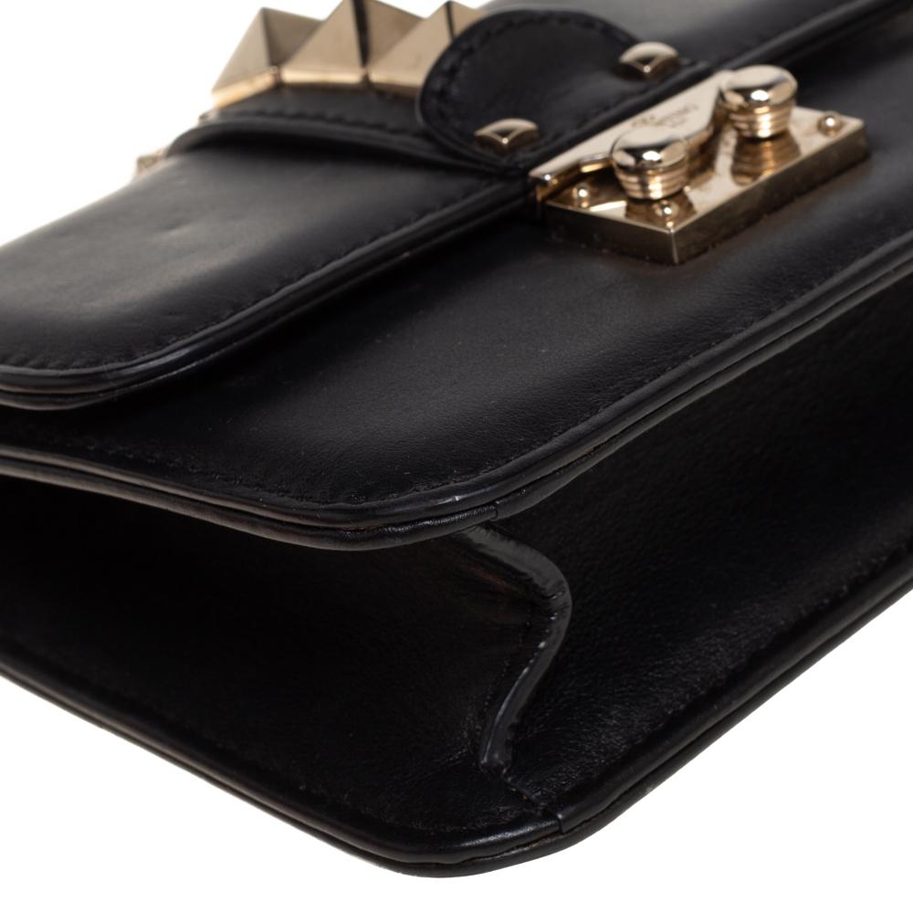 Valentino Black Leather Mini Rockstud Glam Lock Shoulder Bag 5
