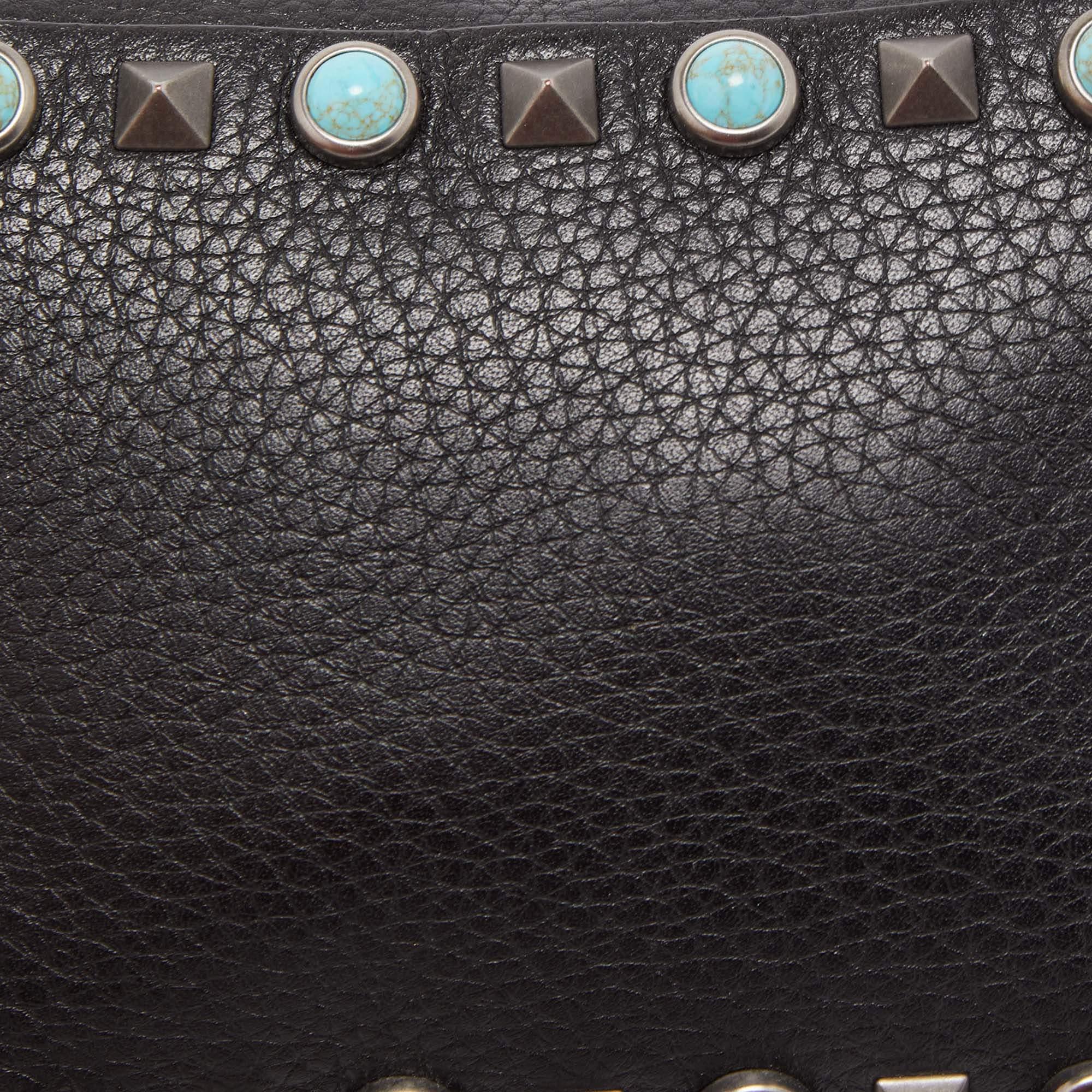 Valentino Black Leather Mini Rolling Rockstud Camera Chain Bag 6