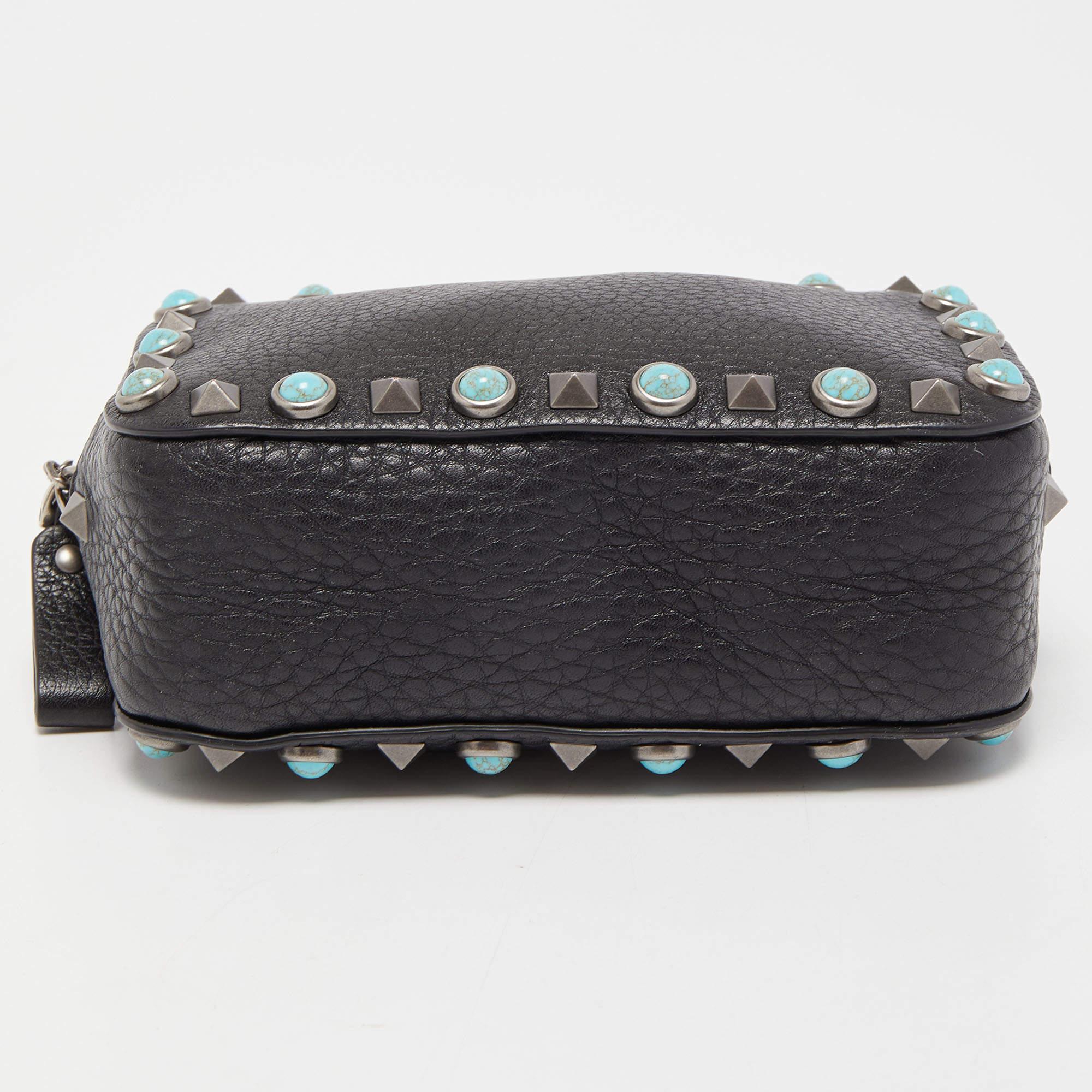 Valentino Black Leather Mini Rolling Rockstud Camera Chain Bag 1