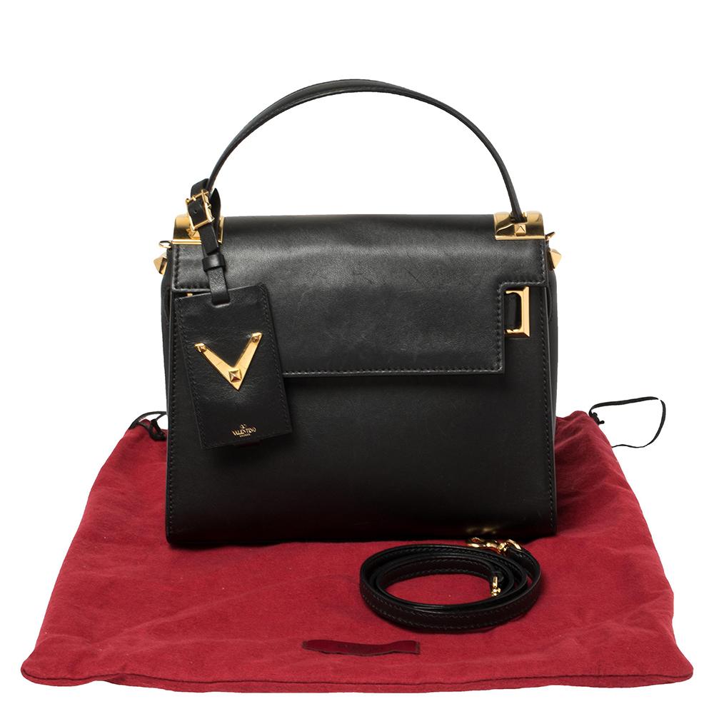 Valentino Black Leather My Rockstud Top Handle Bag 4