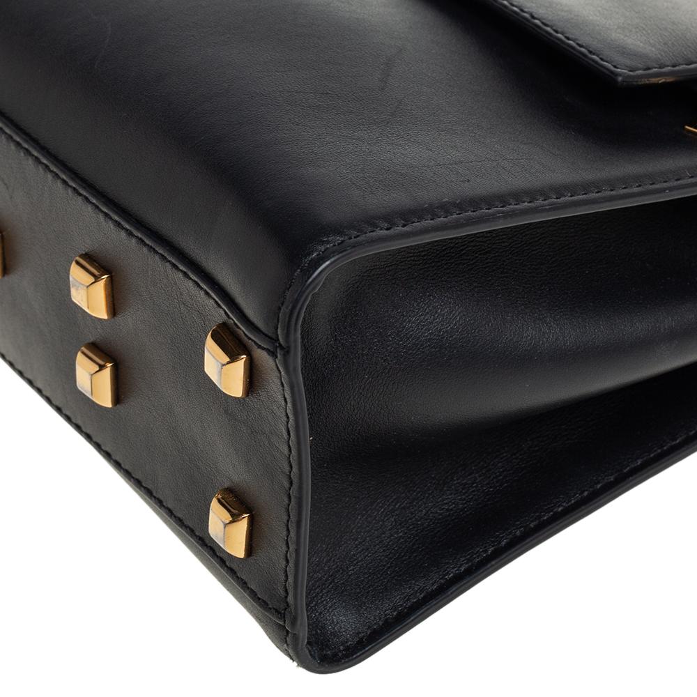 Valentino Black Leather My Rockstud Top Handle Bag In Good Condition In Dubai, Al Qouz 2