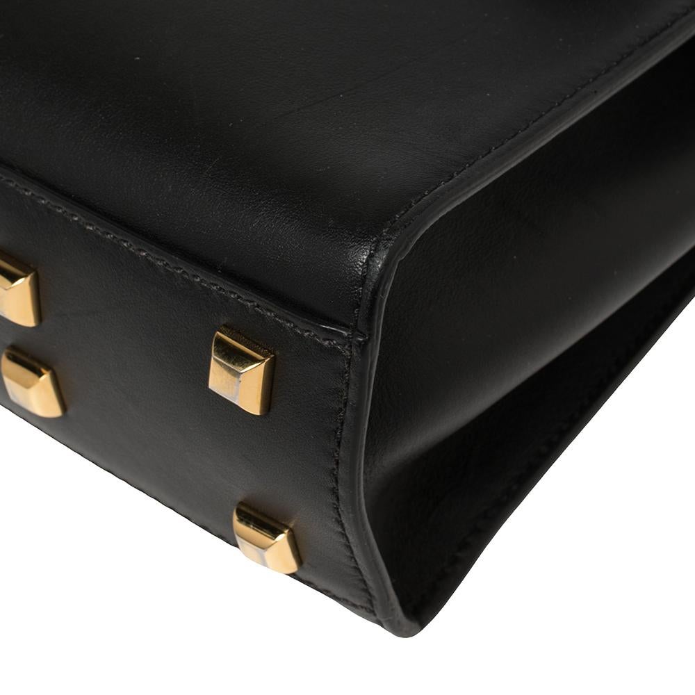 Valentino Black Leather My Rockstud Top Handle Bag 1