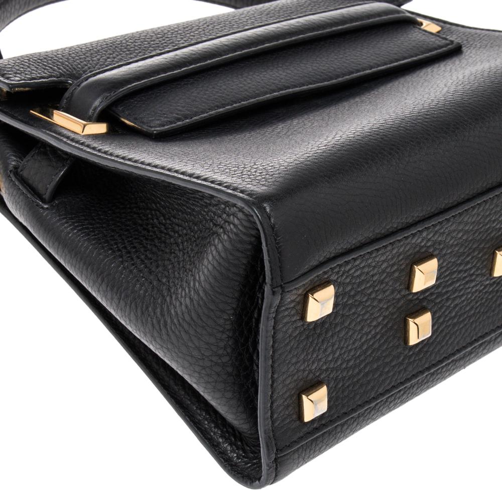 Valentino Black Leather My Rockstud Top Handle Bag 4