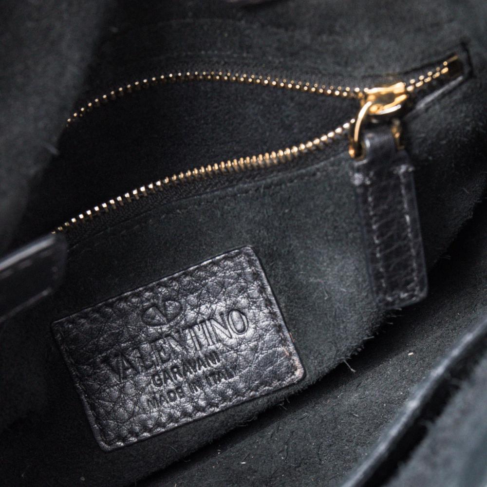 Valentino Black Leather My Rockstud Top Handle Bag 5