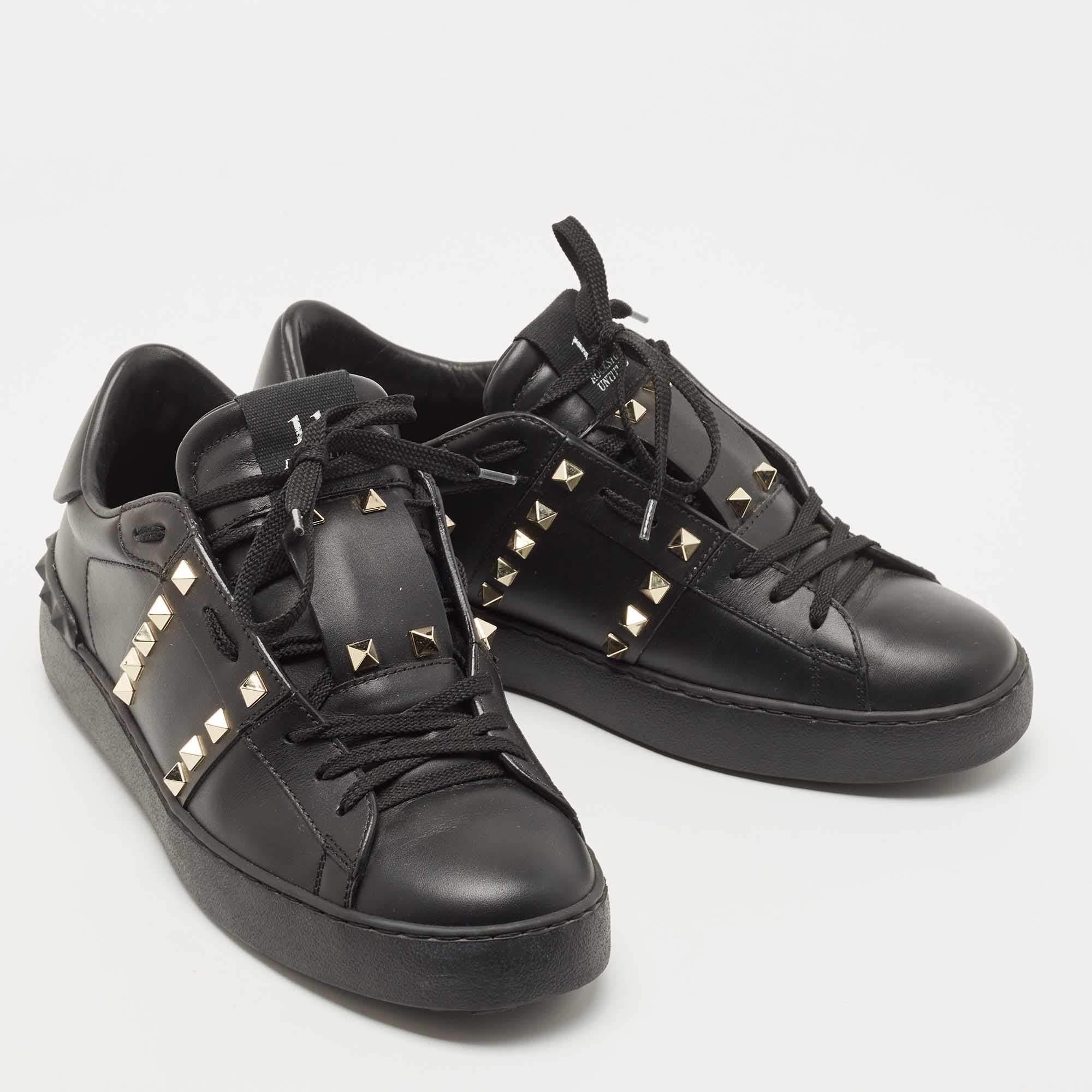 Valentino Black Leather Open Low Top Sneakers Size 41 1