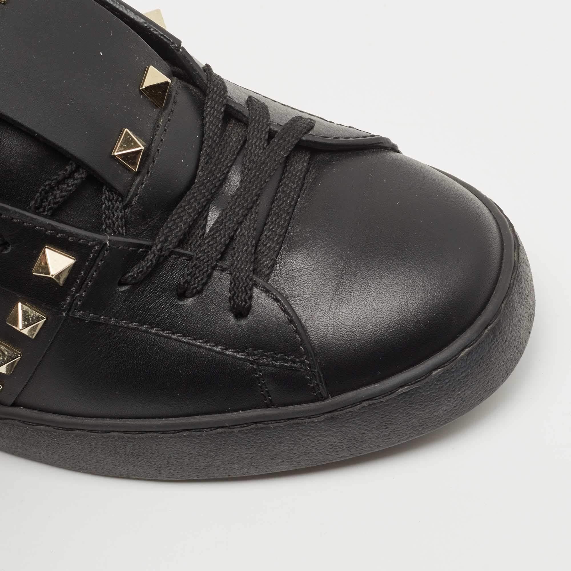 Valentino Black Leather Open Low Top Sneakers Size 41 3