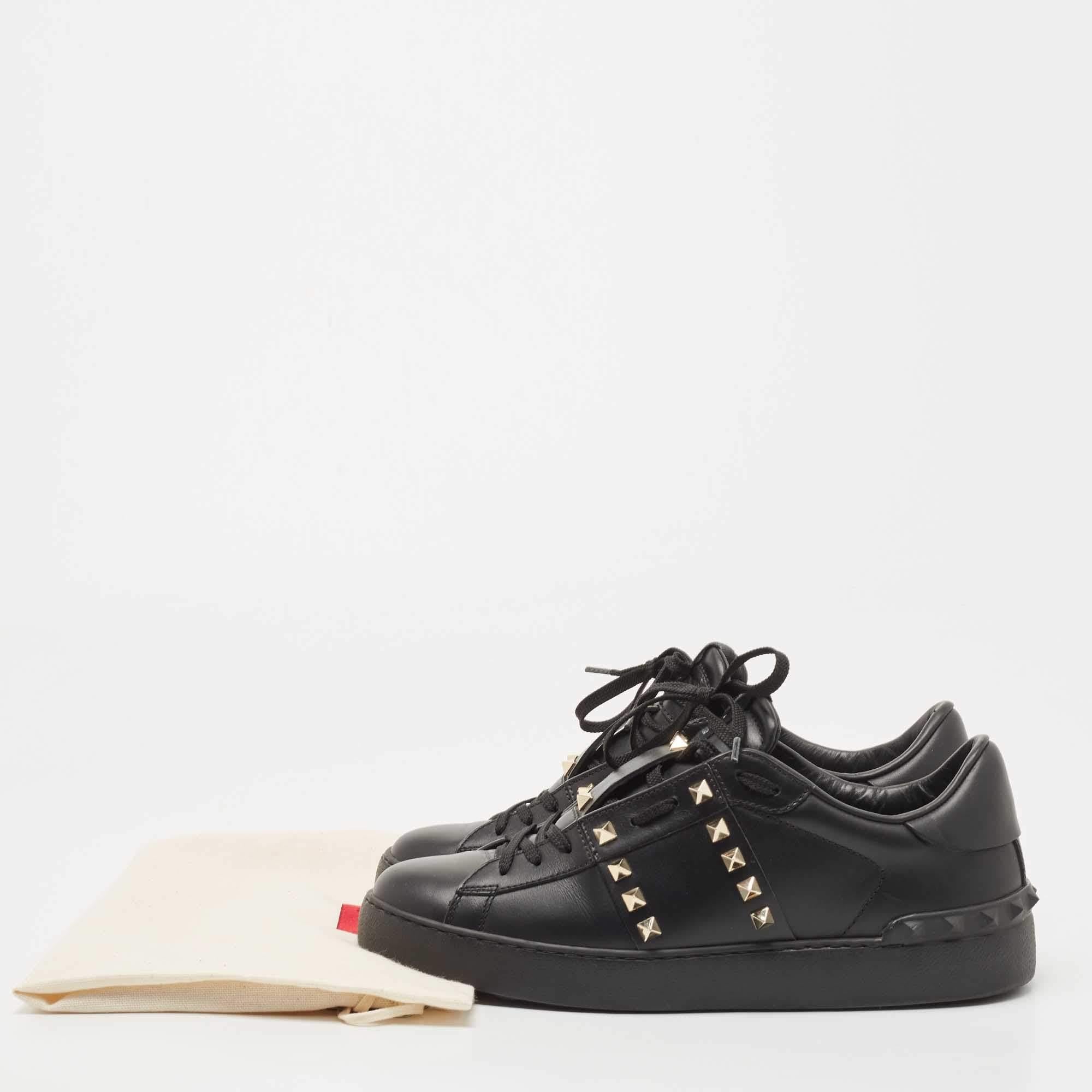 Valentino Black Leather Open Low Top Sneakers Size 41 4