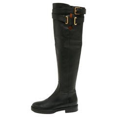 Valentino Black Leather Over The Knee Boots Size 39.5