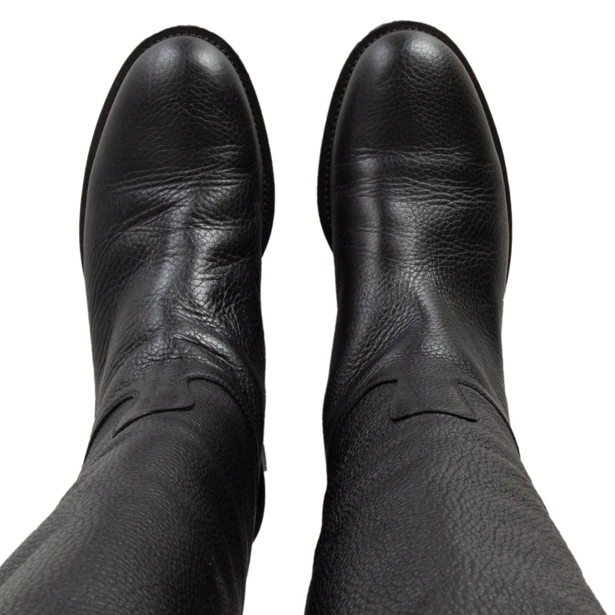 VALENTINO black leather OVER THE KNEE Flat Boots Shoes 38 In Excellent Condition In Zürich, CH