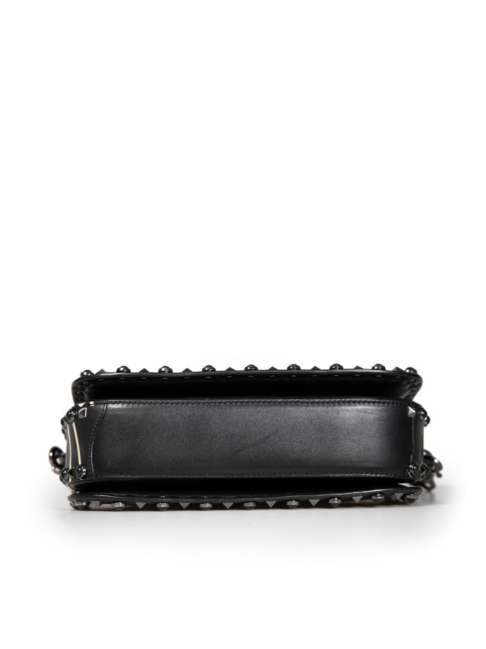 Women's Valentino Black Leather Panther Rolling Rockstud Bag