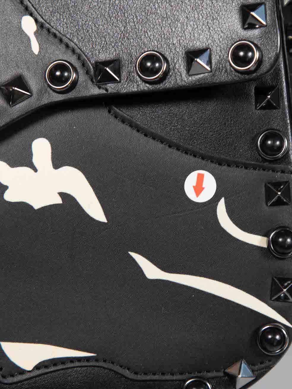 Valentino Black Leather Panther Rolling Rockstud Bag 3