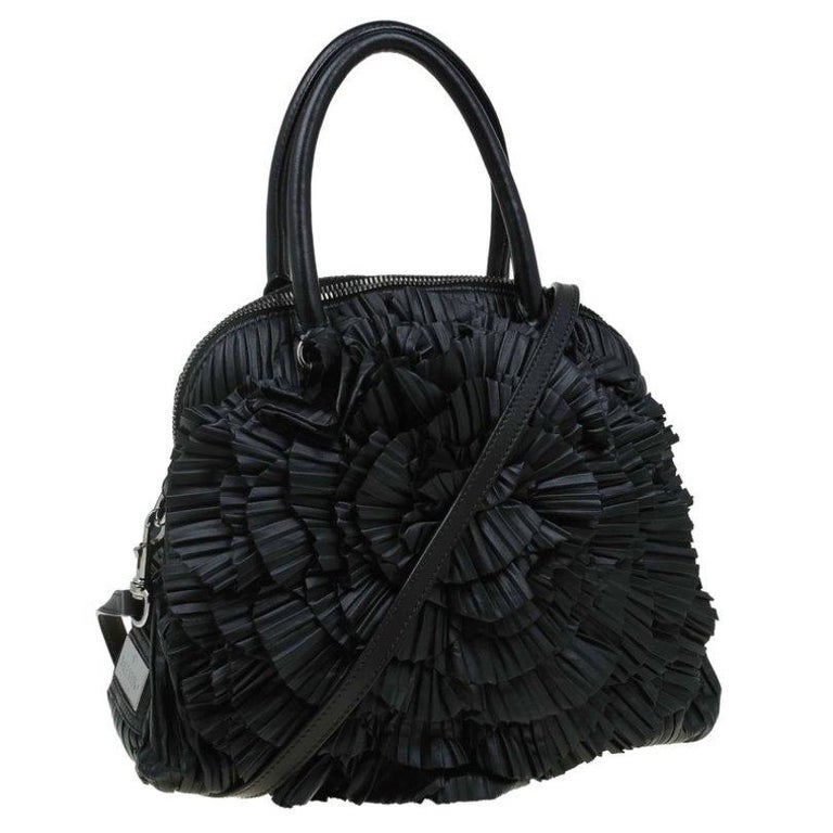 Valentino Black Leather Petale Rose Dome Bag For Sale at 1stDibs