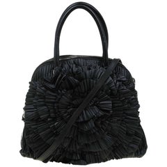 Valentino Black Leather Petale Rose Dome Bag