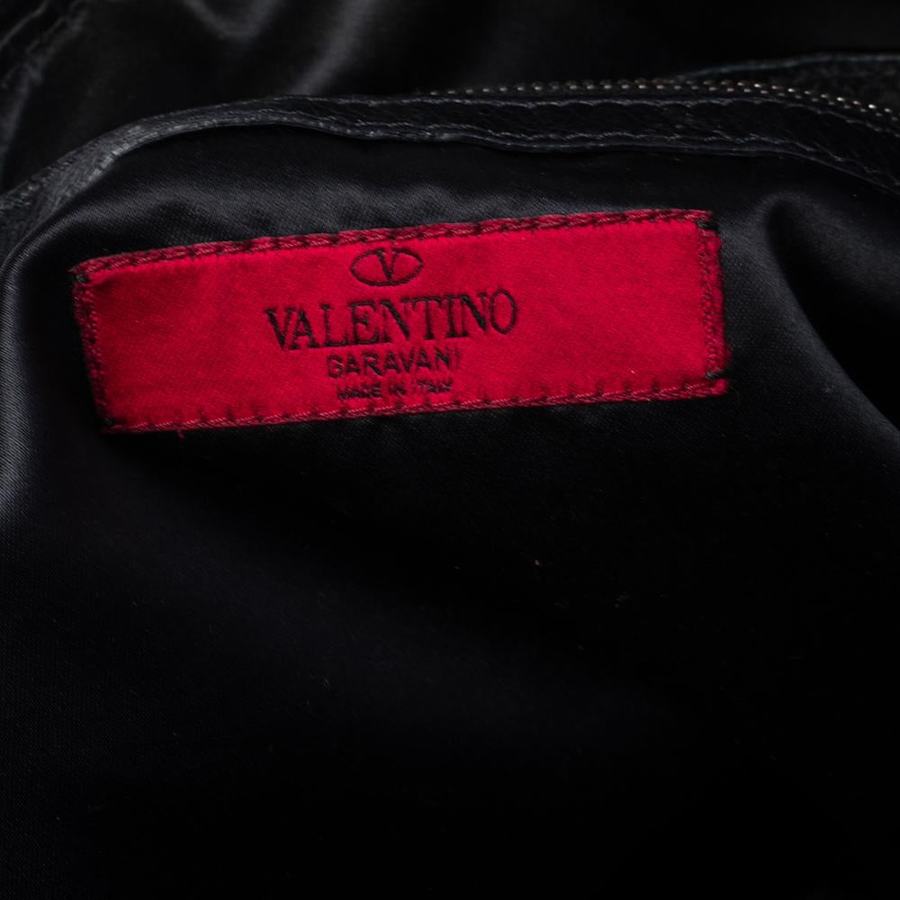 Valentino Black Leather Petale Rose Dome Satchel 7