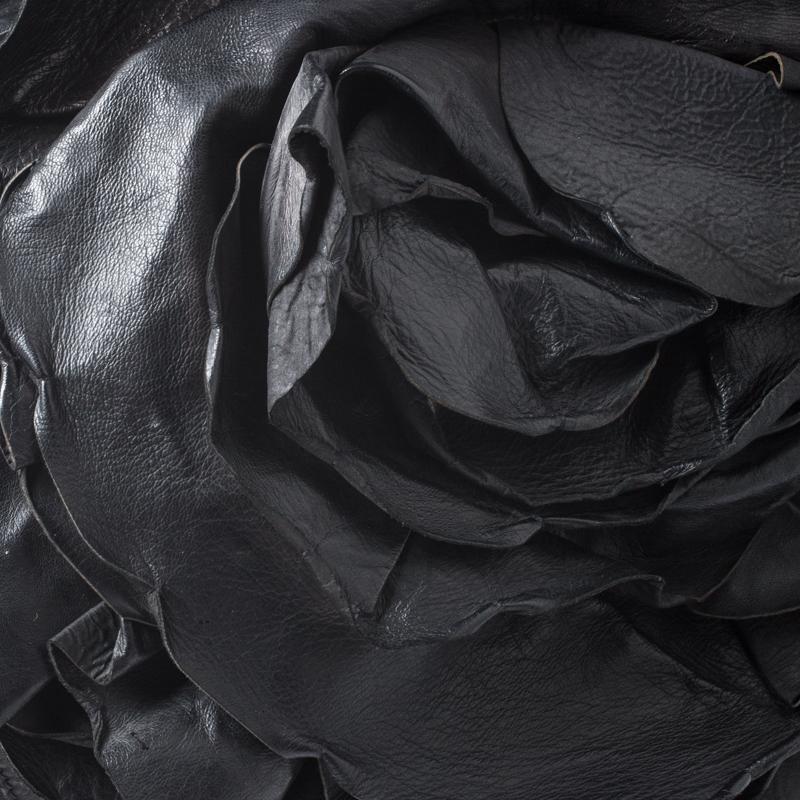 Valentino Black Leather Petale Rose Frame Bag 6