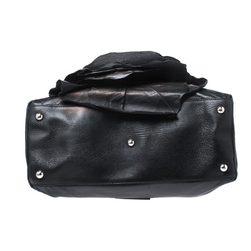 Women's Valentino Black Leather Petale Rose Frame Bag