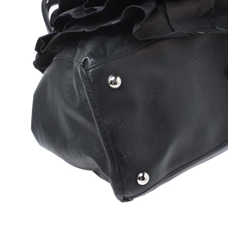 Valentino Black Leather Petale Rose Frame Bag 1