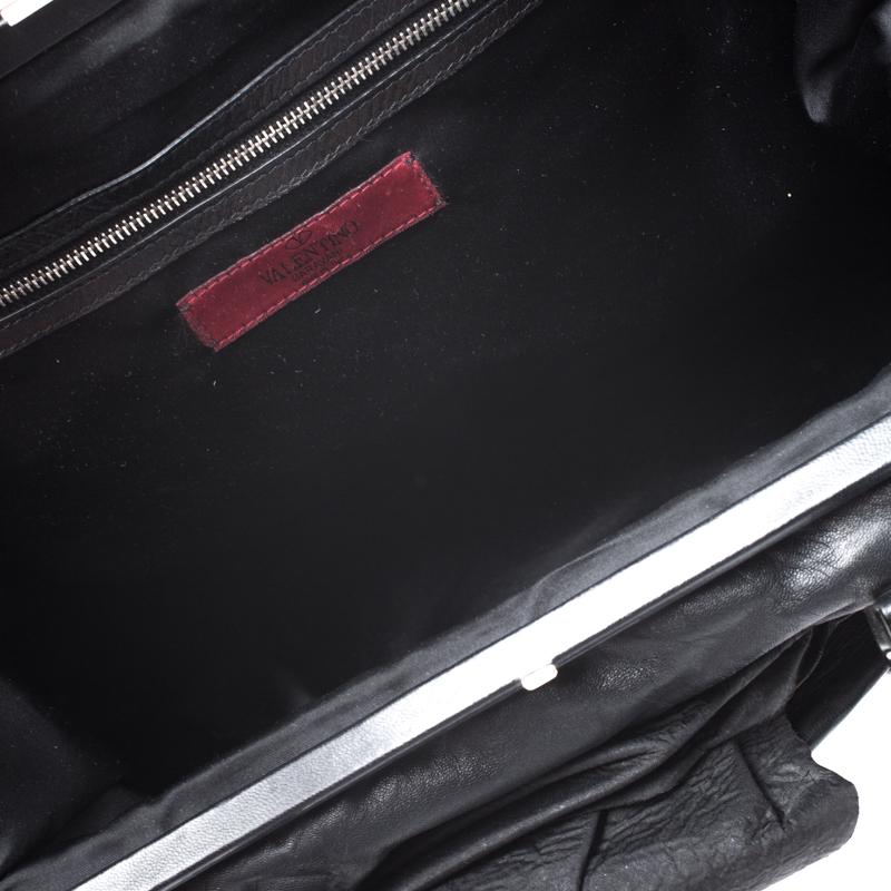 Valentino Black Leather Petale Rose Frame Bag 2