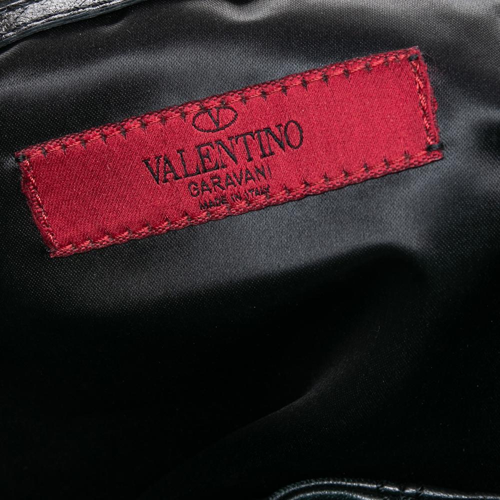 Valentino Black Leather Petale Rose Hobo Bag 5