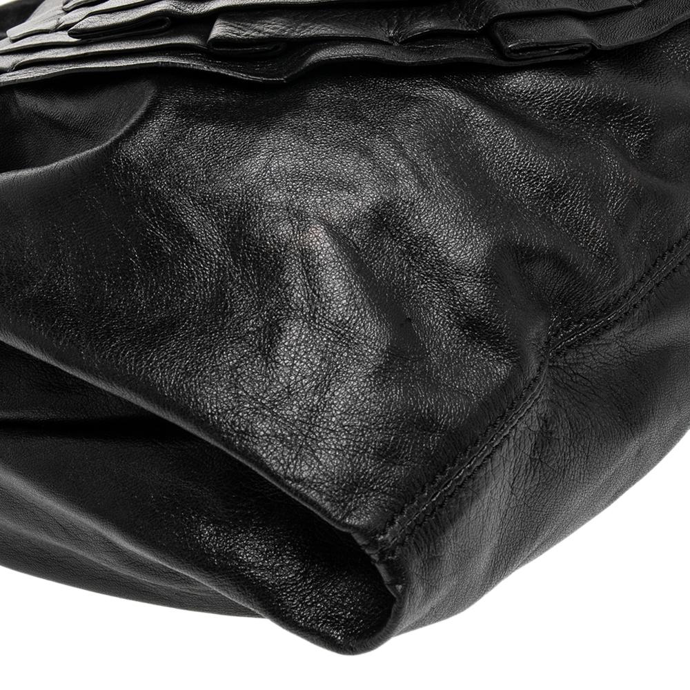 Valentino Black Leather Petale Rose Hobo Bag 2