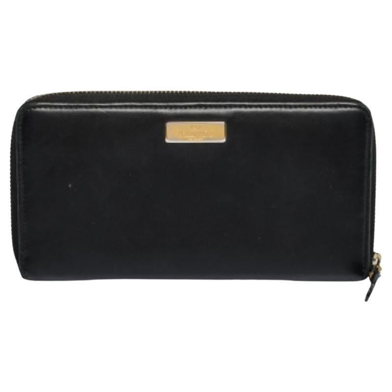 Valentino Black Leather Pleated Bow Continental Wallet