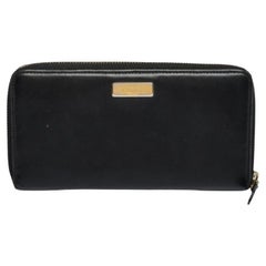 Valentino Black Leather Pleated Bow Continental Wallet