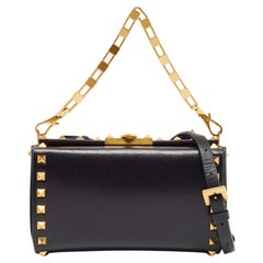 Valentino Black Leather Rockstud Alcove Crossbody Bag